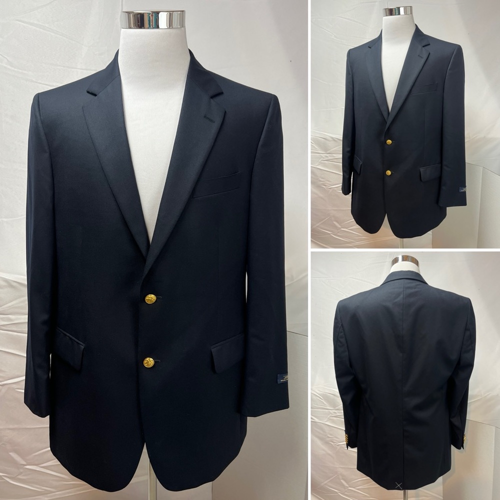 Brooks Brothers 346 NWOT Men's 42L Navy Blue Gold Button Blazer Jacket Coat - Picture 5 of 7